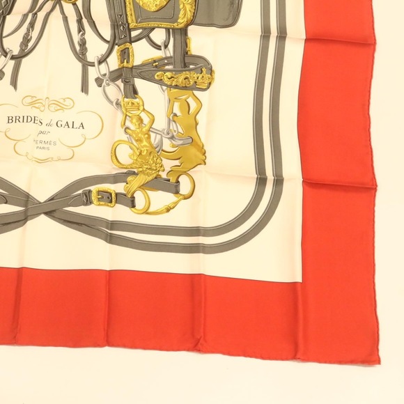 HERMES Carre 90 BRIDES de GALA Scarf 100% Silk Red Auth am1165g - Picture 4 of 9